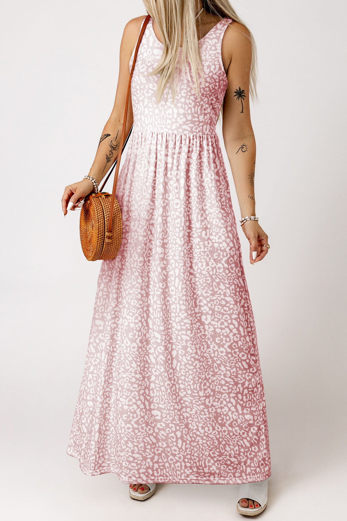 Leopard Pocketed Maxi Tank Dress