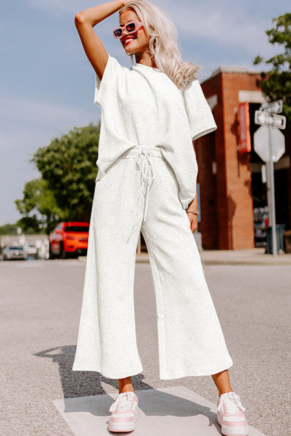 Loose Fit T Shirt and Drawstring Pants Set