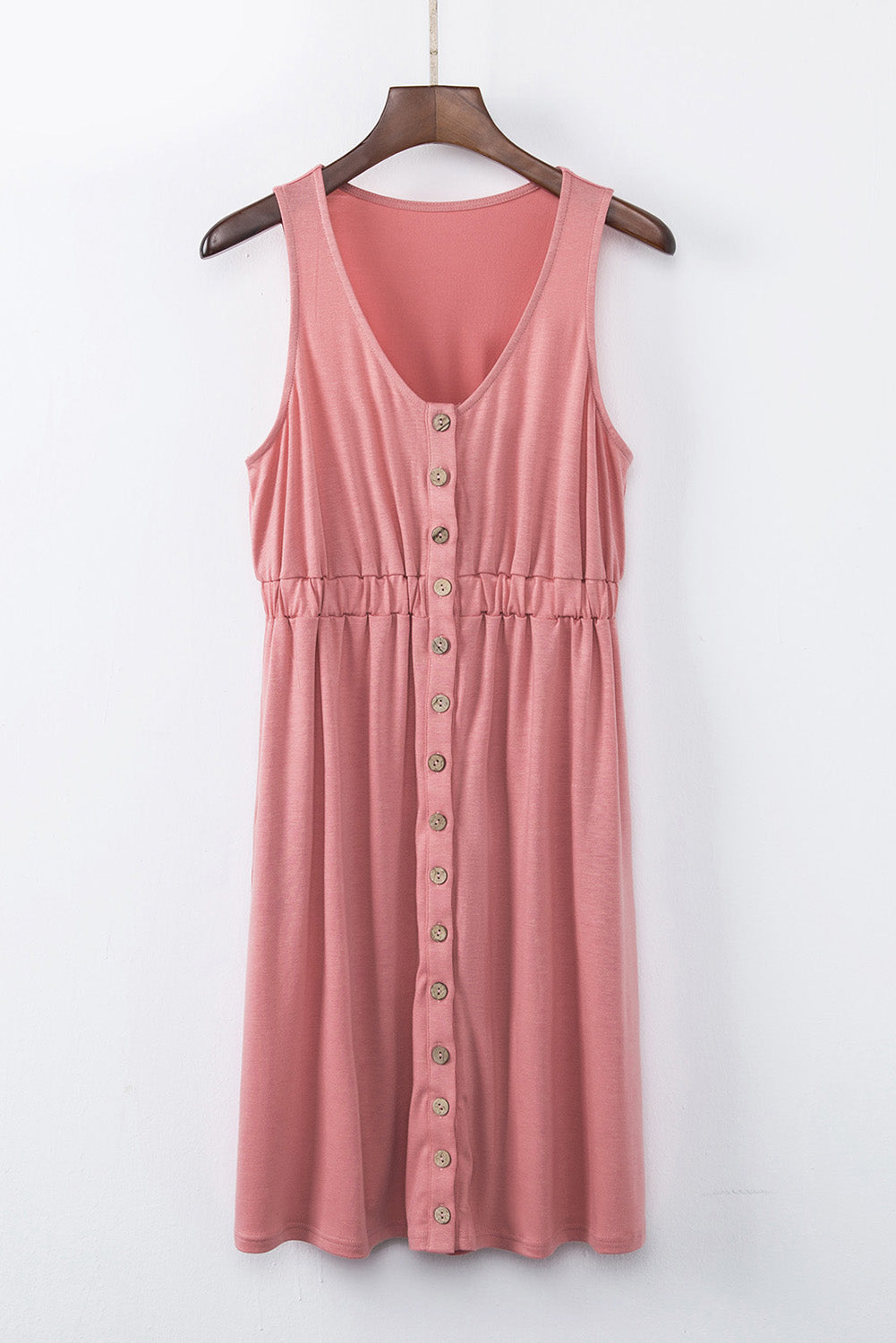 Sleeveless Button Front Short Basics Dress