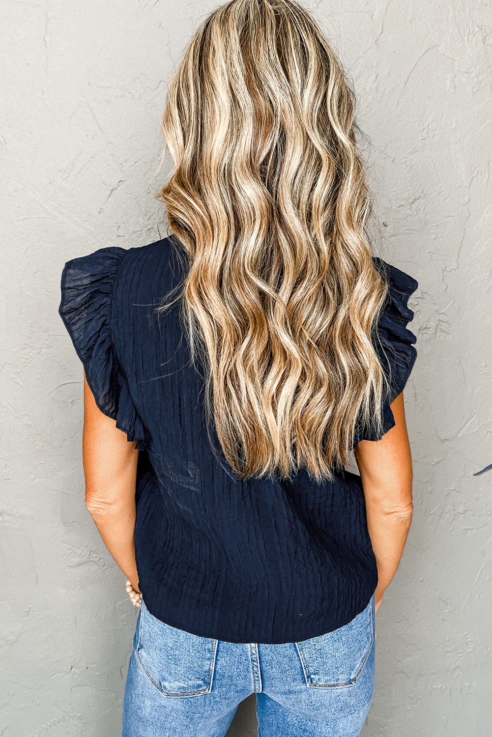 V Neck Textured Blouse