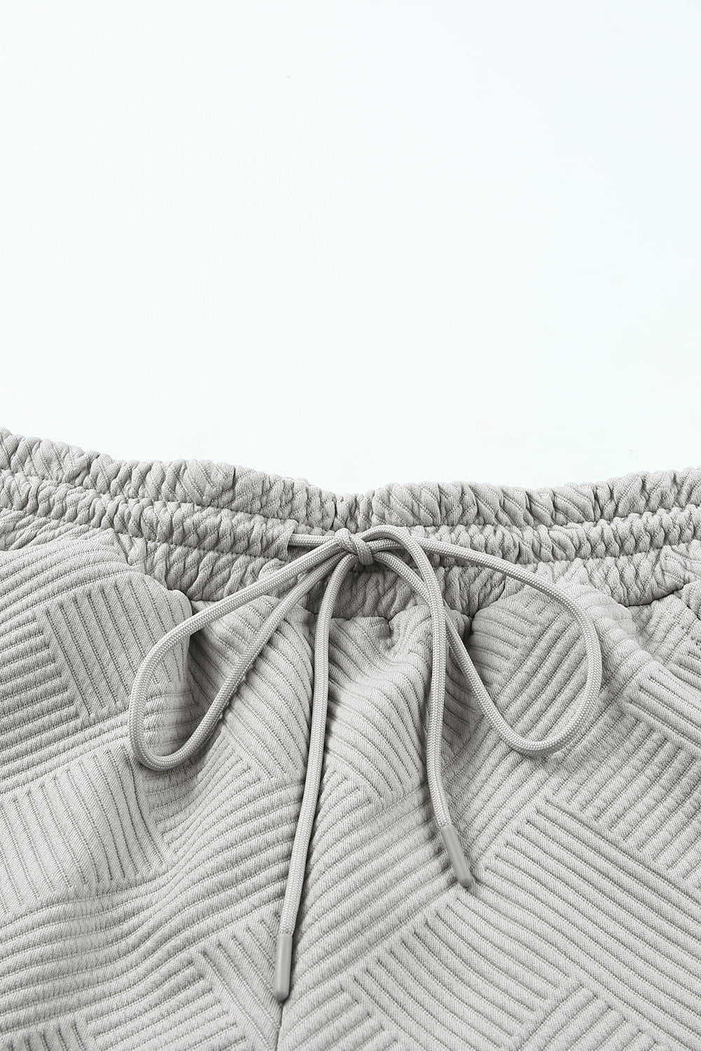 Solid Textured Drawstring Shorts Set