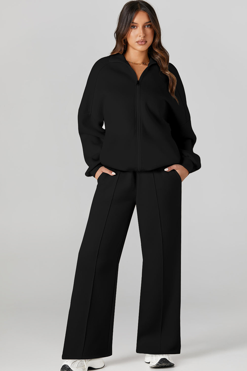Half Zip Sweatshirt and Pants Set