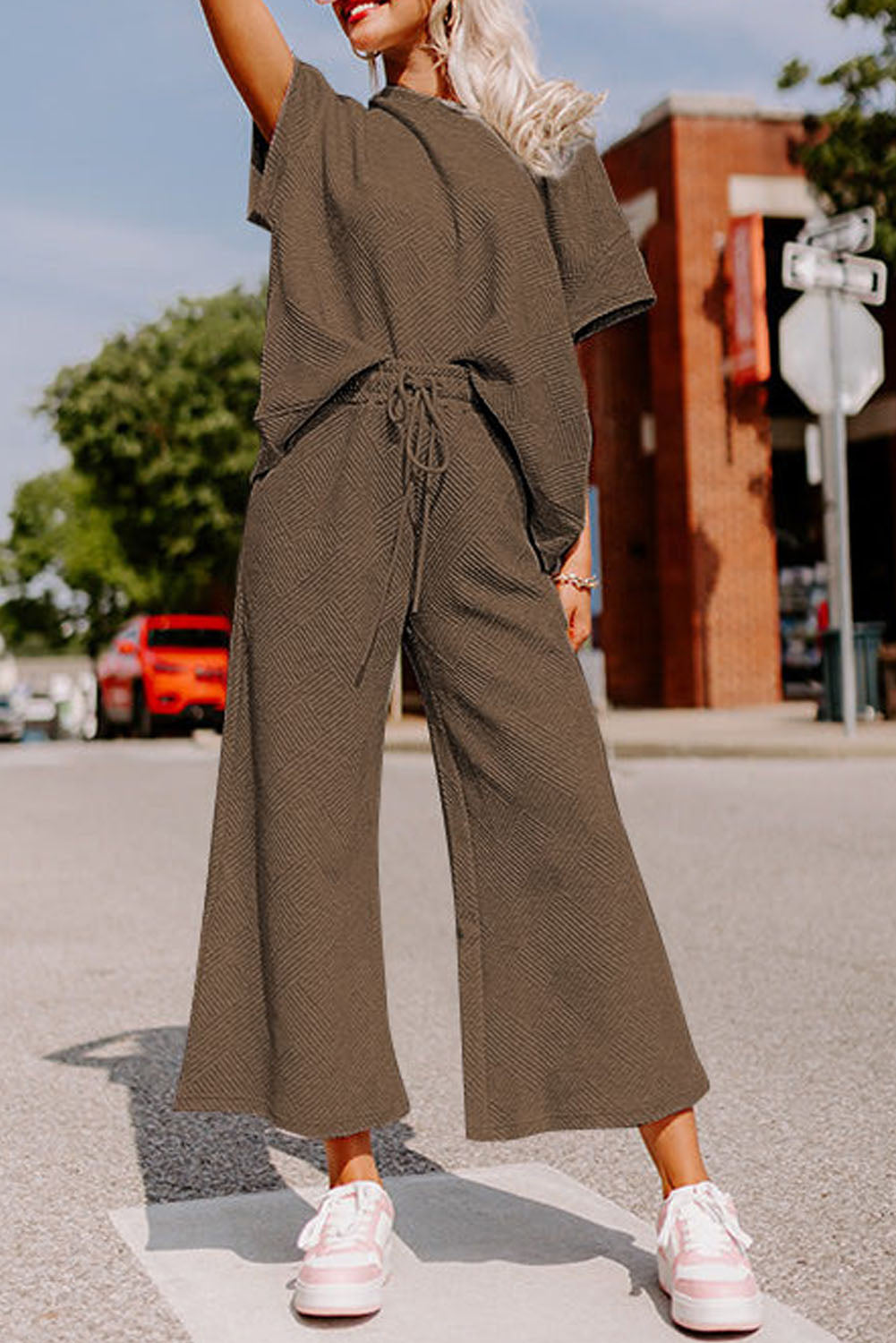 Loose Fit T Shirt and Drawstring Pants Set