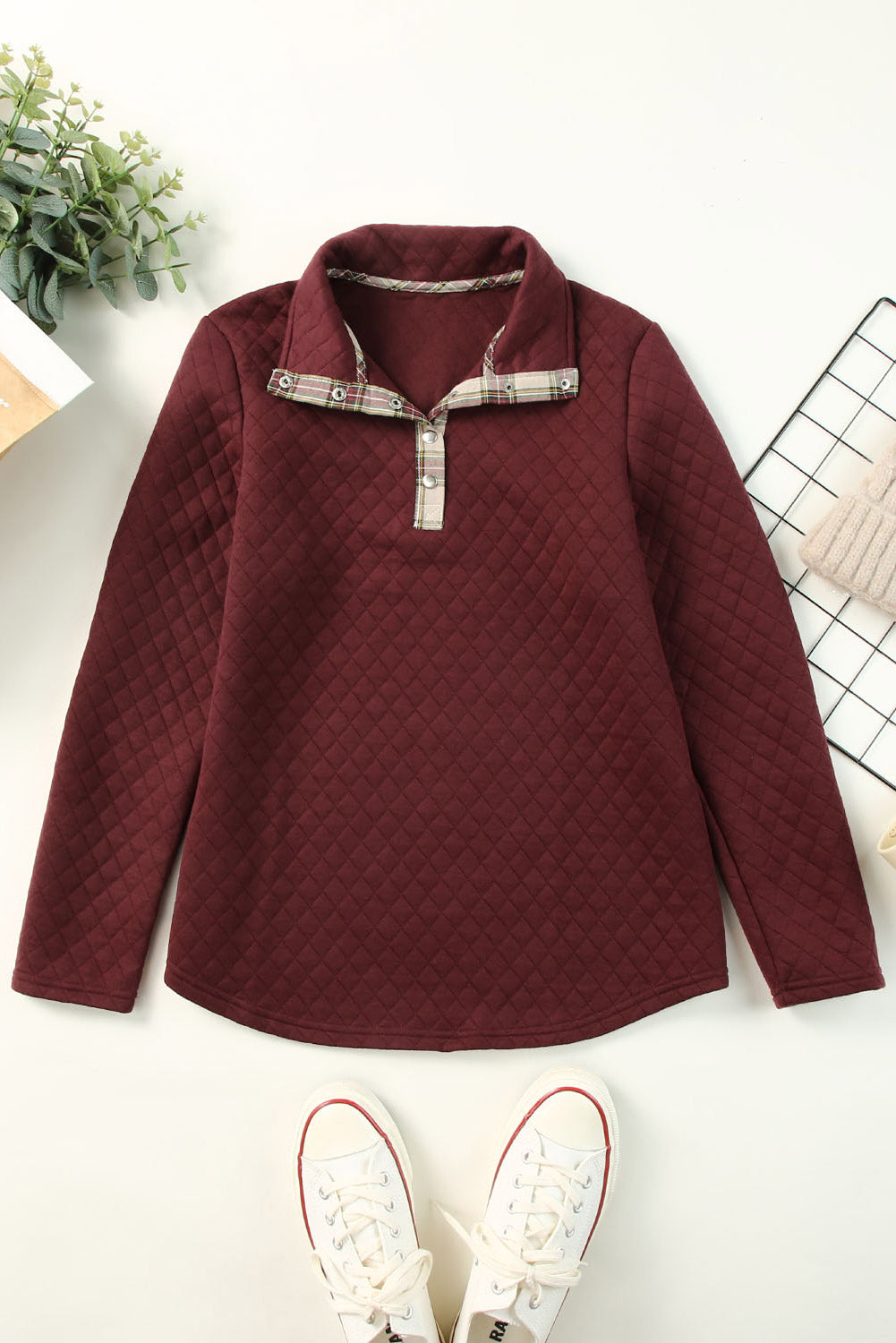 Plaid Trim Sweatshirt