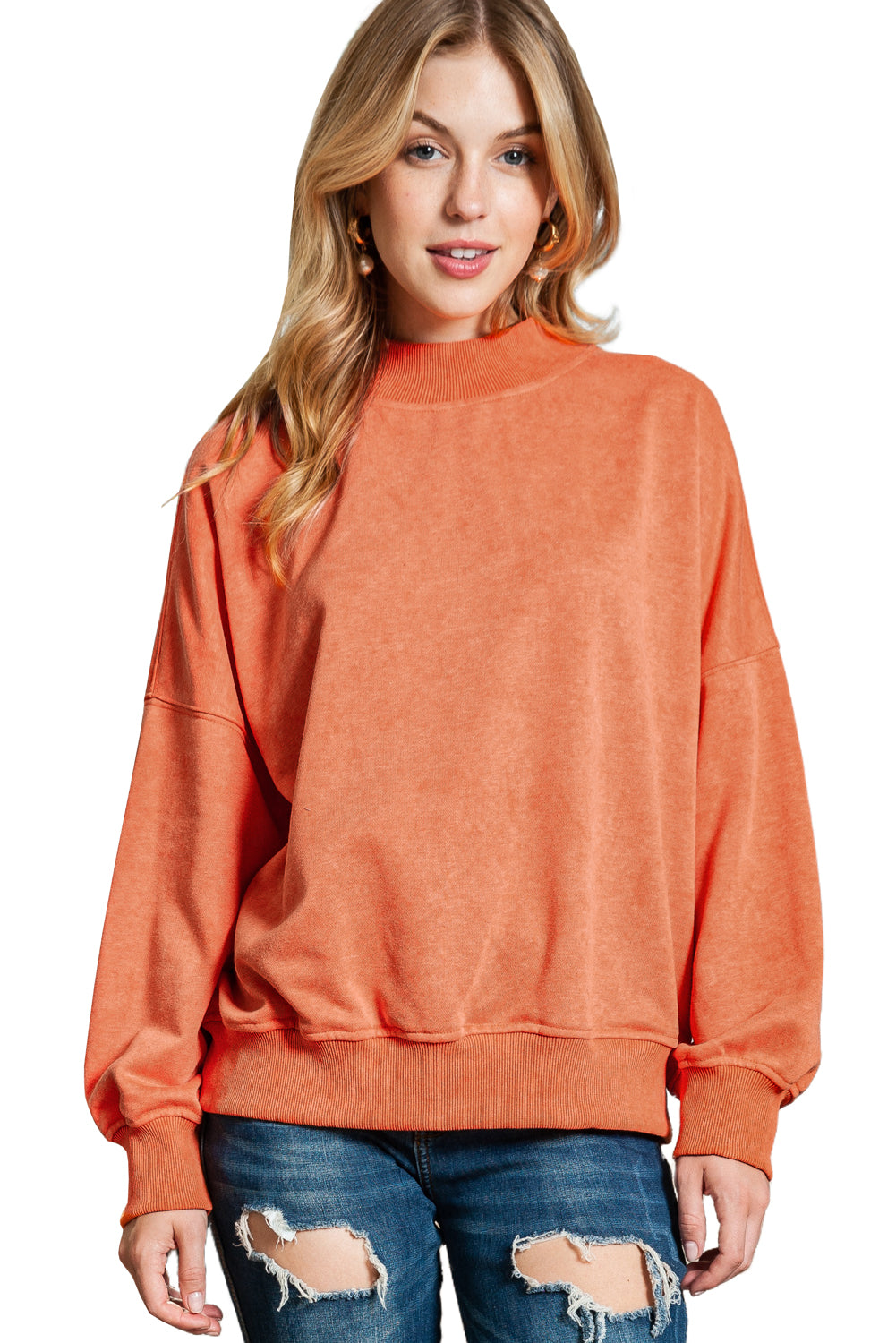 Drop Shoulder Crew Neck Pullover Sweatshirt