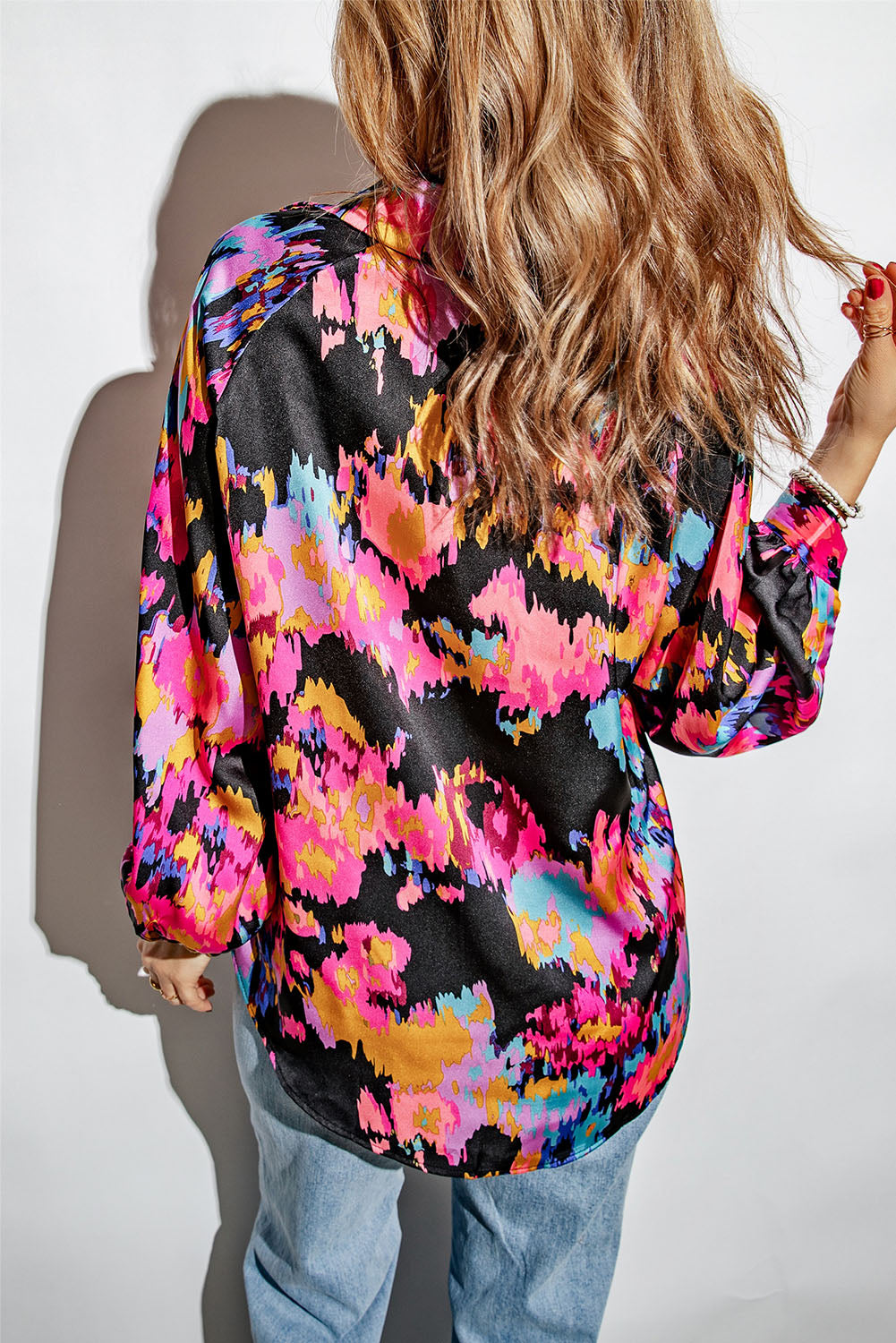 V Neck Puff Sleeve Blouse