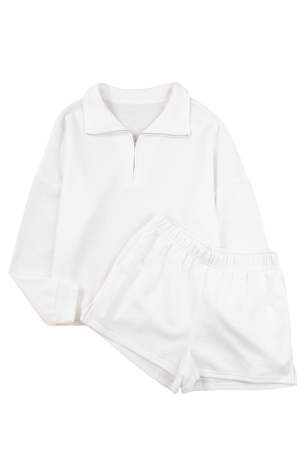 Ribbed Sweatshirt & High Waist Shorts Set