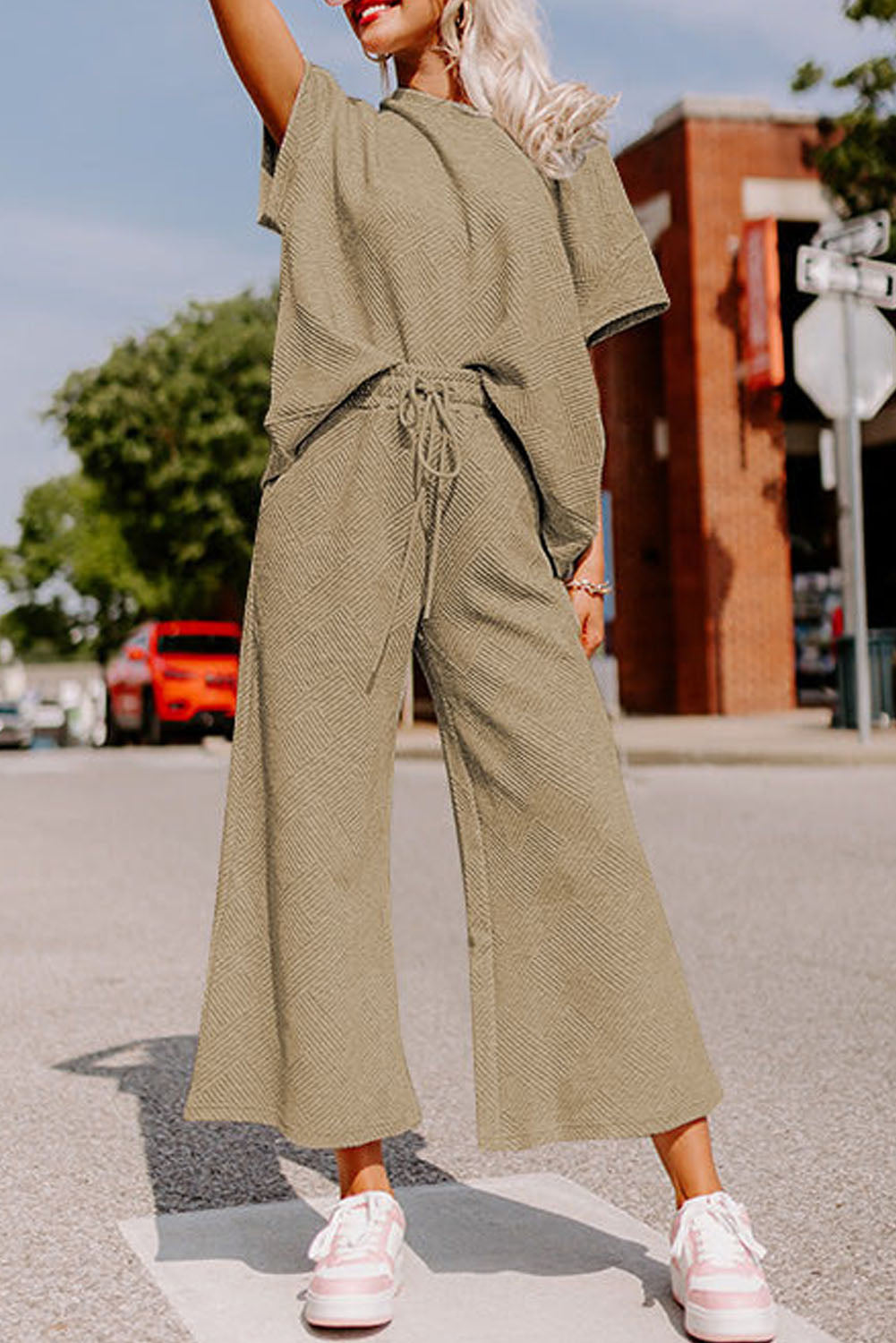 Loose Fit T Shirt and Drawstring Pants Set
