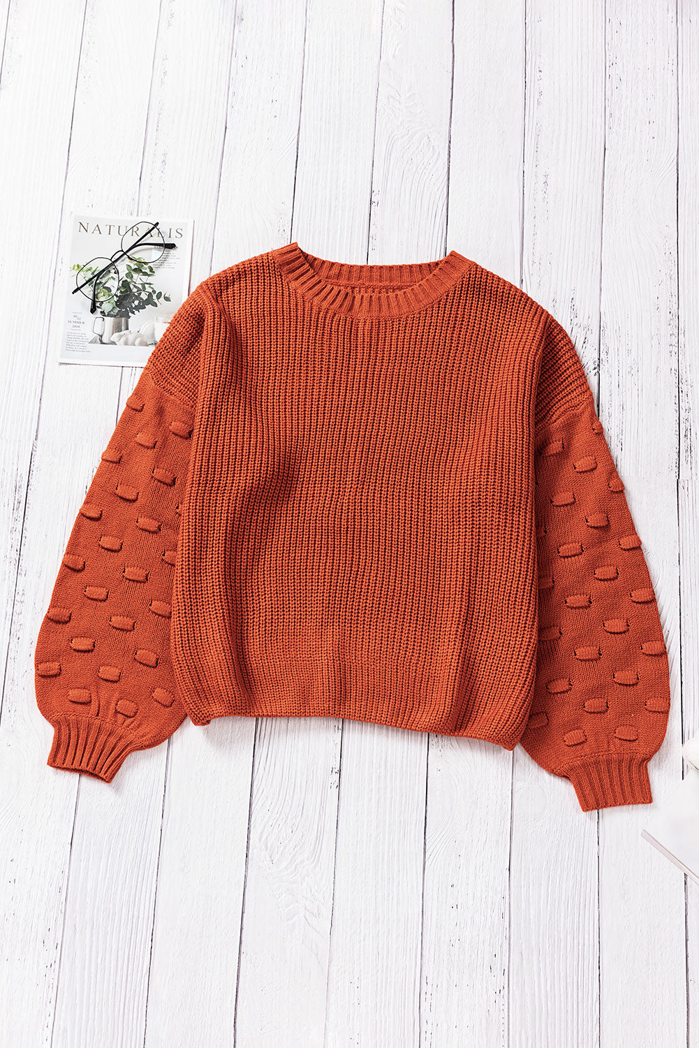 Bubble Sleeve Cropped Knit Sweater