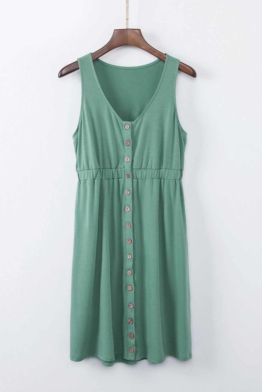 Sleeveless Button Front Short Basics Dress