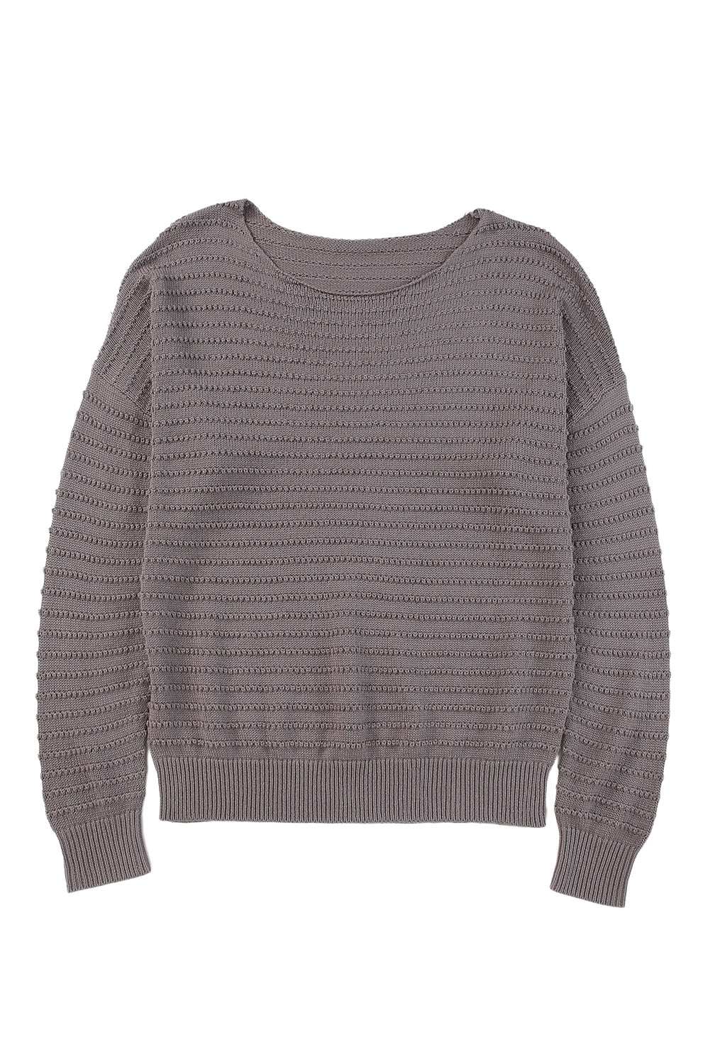 Textured Knit Round Neck Dolman Sleeve Sweater