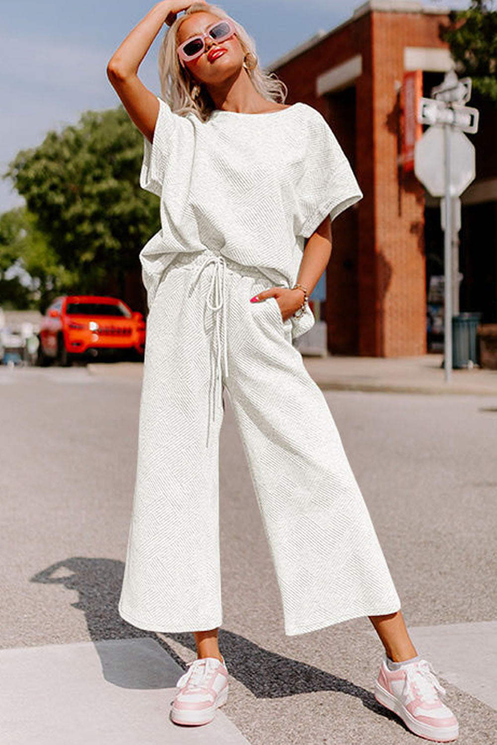 Loose Fit T Shirt and Drawstring Pants Set