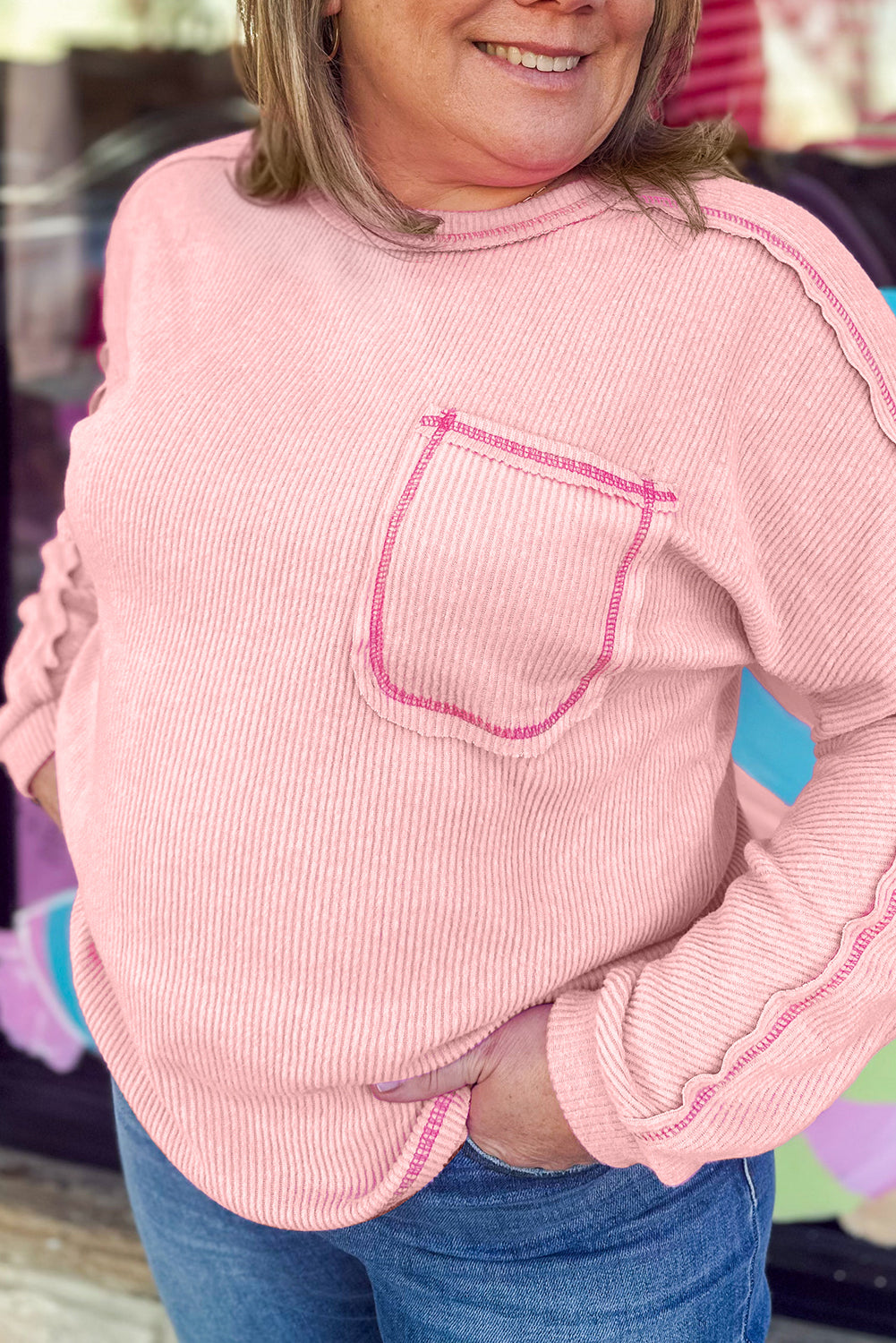 Rib Knit Long Sleeve Top