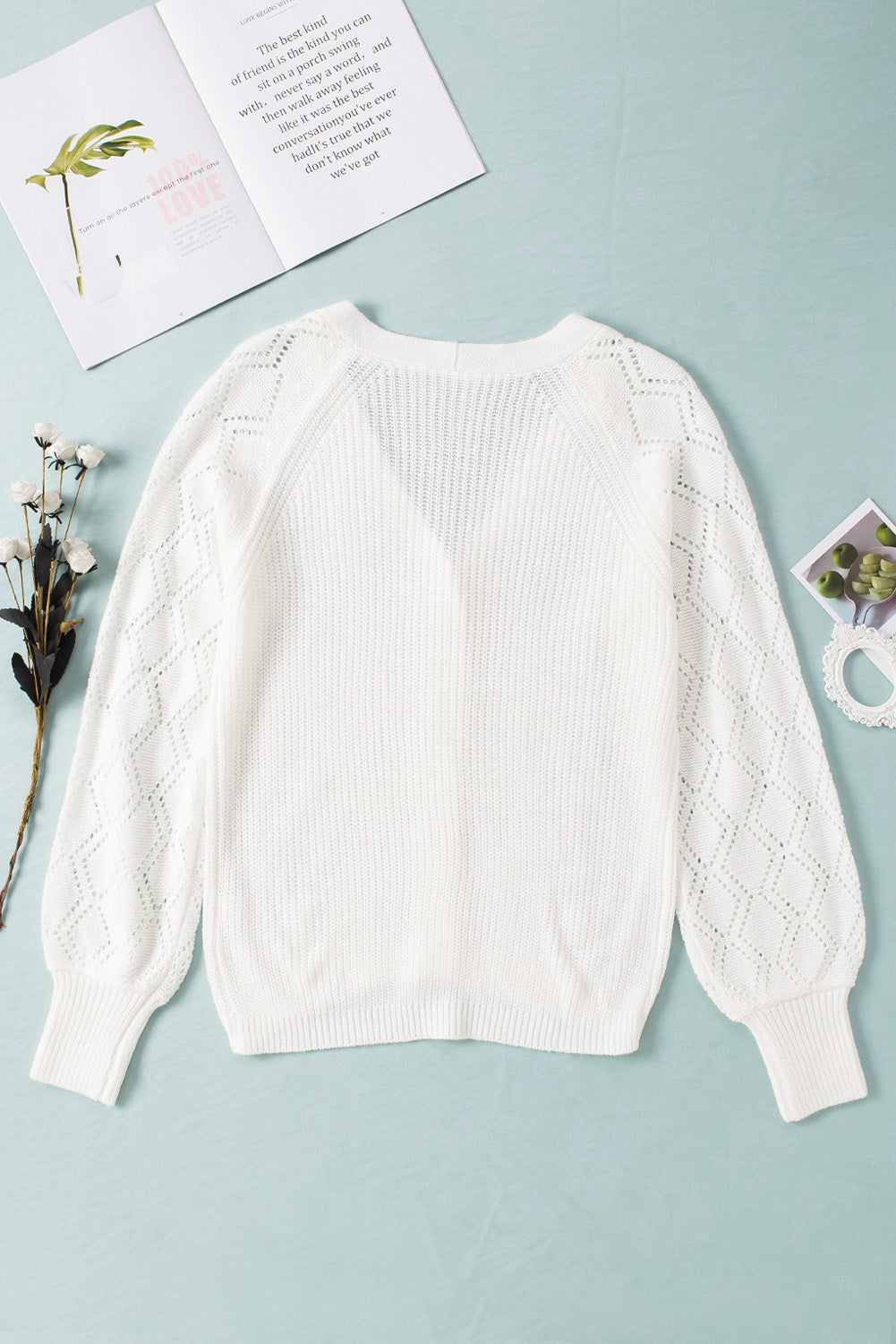 Button Bishop Sleeve Knit Cardigan