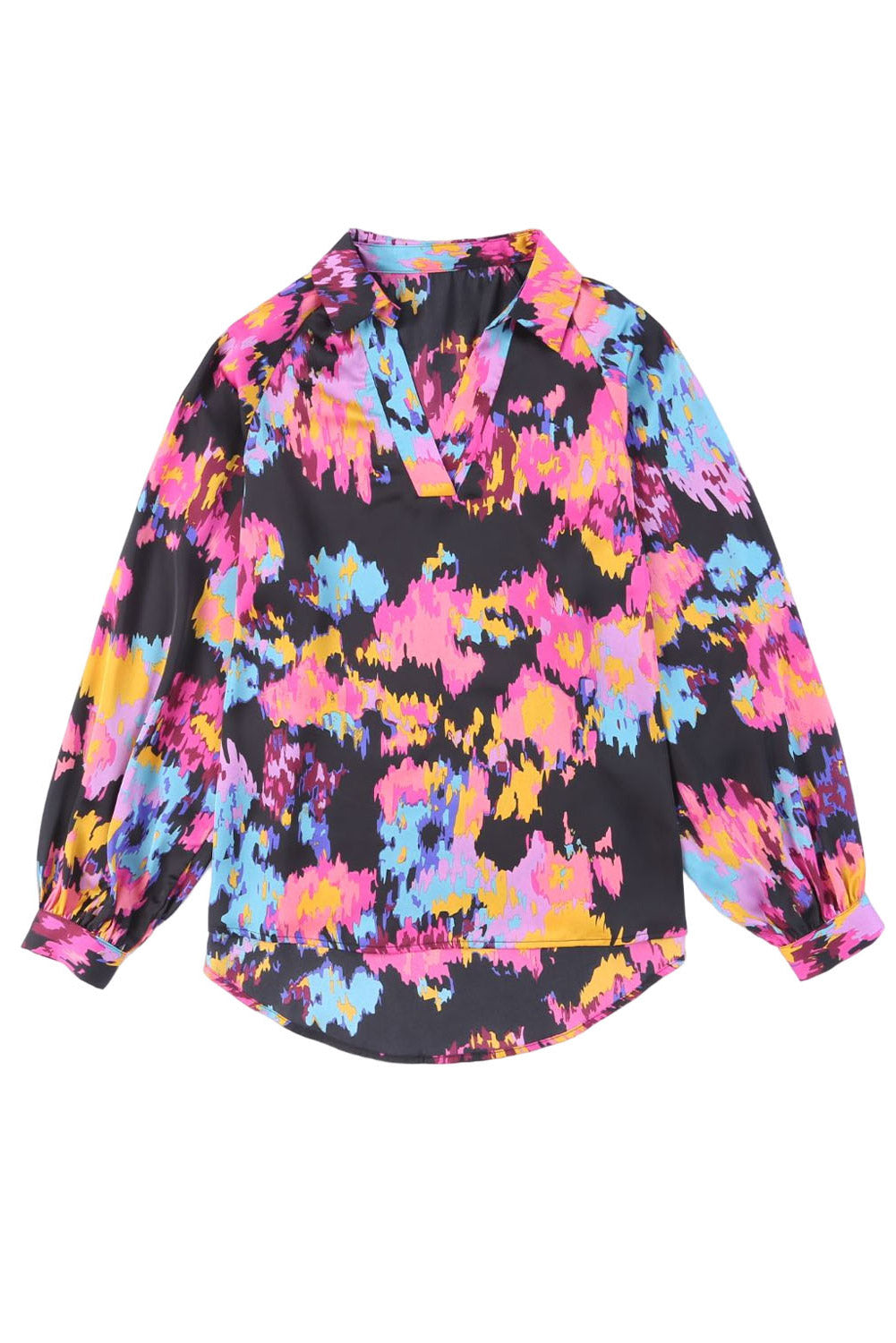 V Neck Puff Sleeve Blouse
