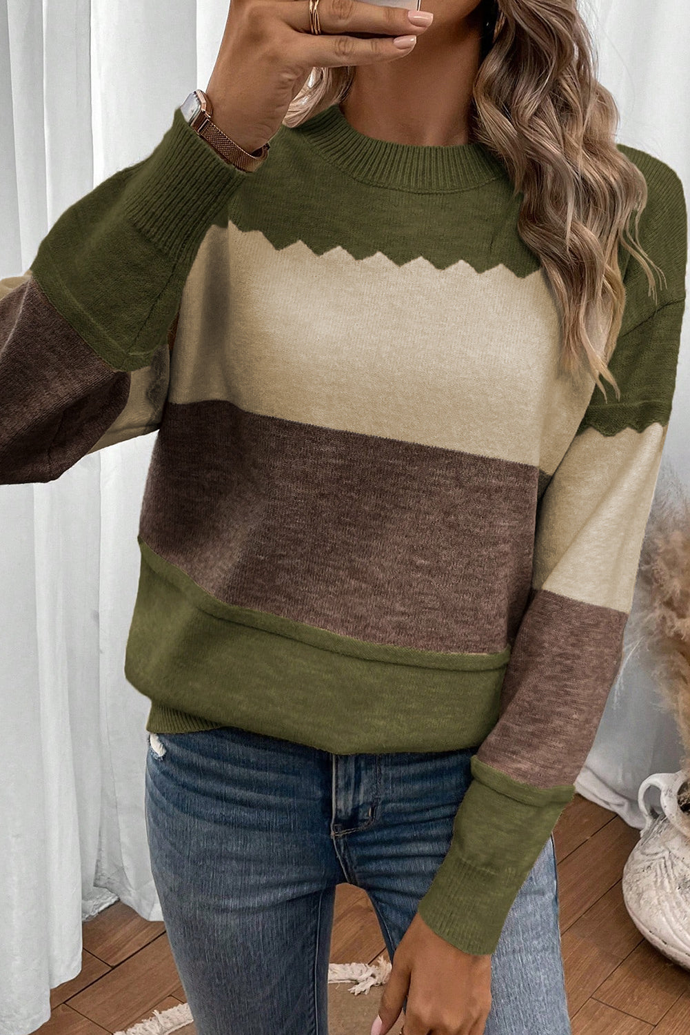 Crew Neck Drop Shoulder Sweater