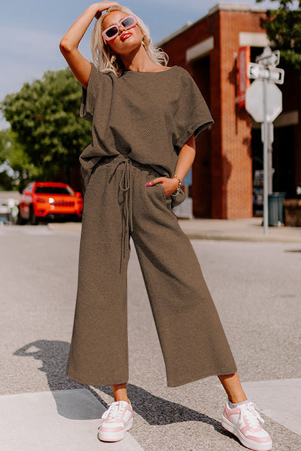 Loose Fit T Shirt and Drawstring Pants Set