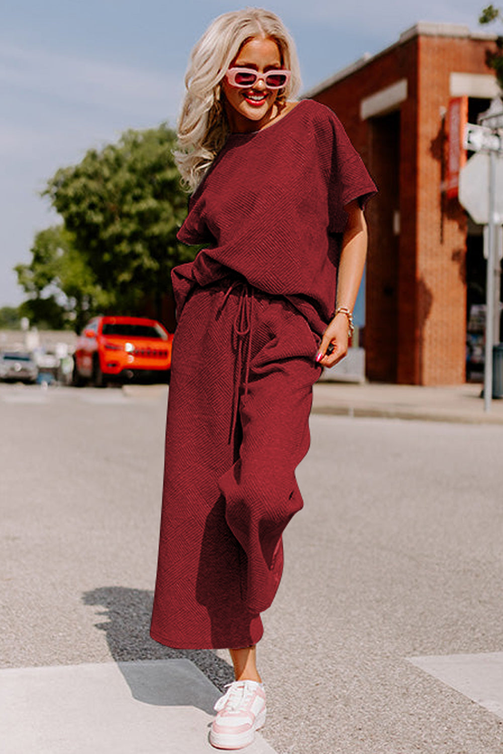 Loose Fit T Shirt and Drawstring Pants Set