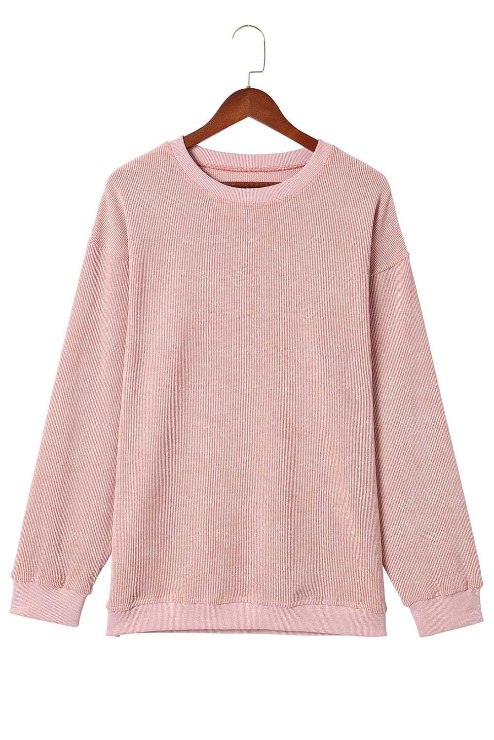Ribbed Round Neck Pullover Sweatshirt