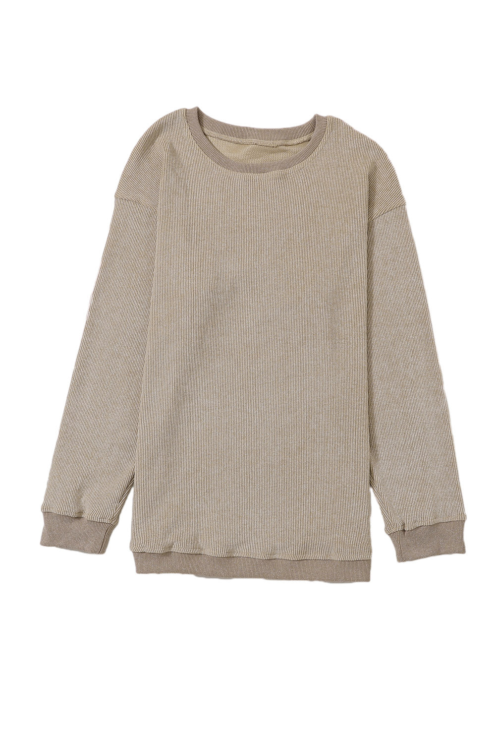 Ribbed Round Neck Pullover Sweatshirt
