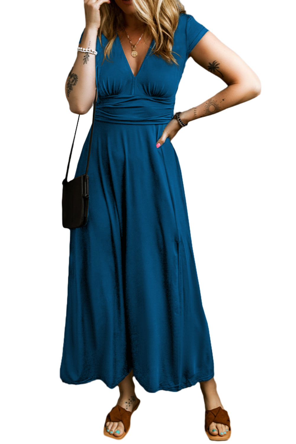 Deep V Neck Maxi Dress