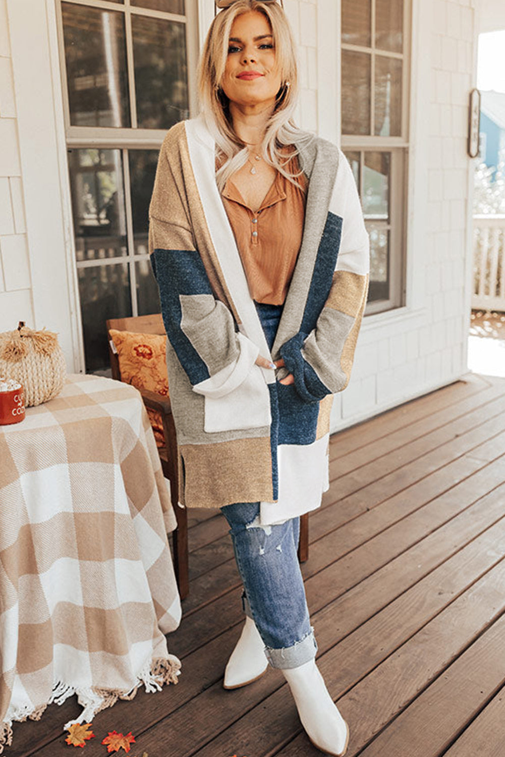 Colourblock Knit Cardi