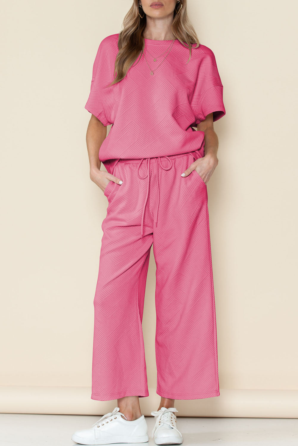 Loose Fit T Shirt and Drawstring Pants Set