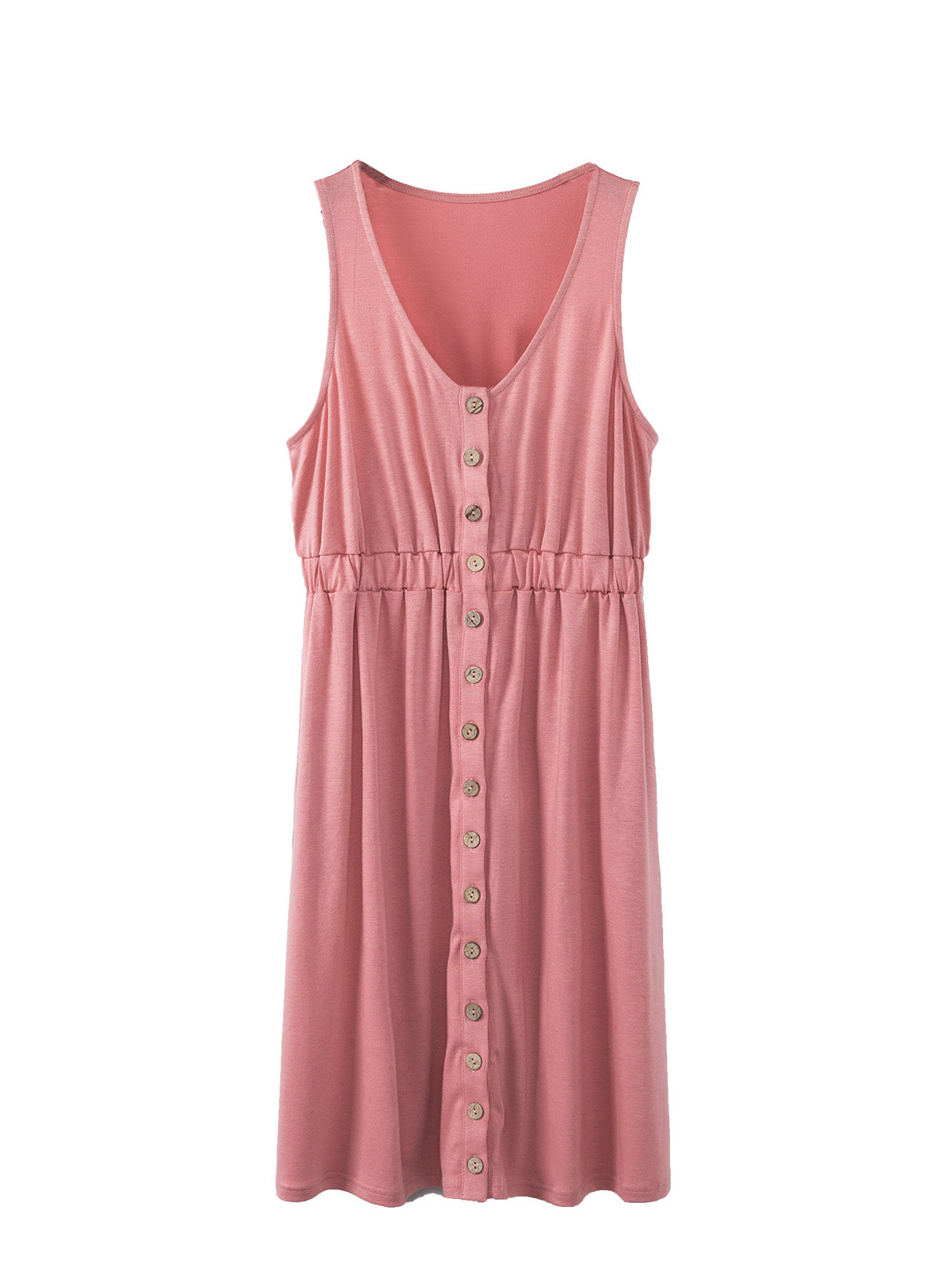 Sleeveless Button Front Short Basics Dress