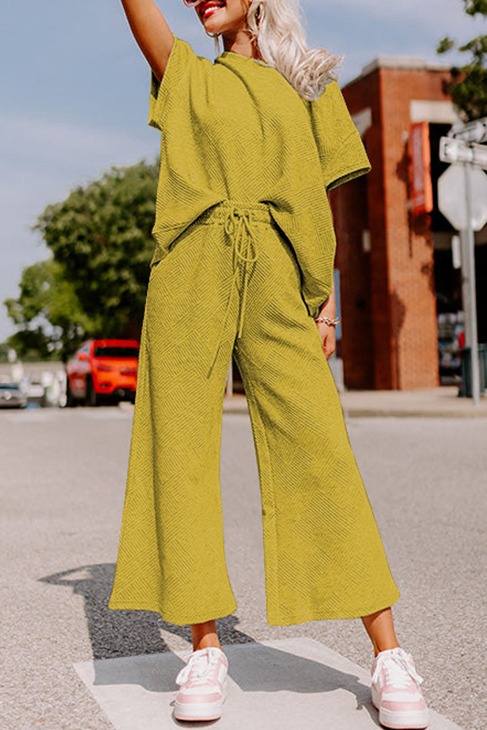 Loose Fit T Shirt and Drawstring Pants Set
