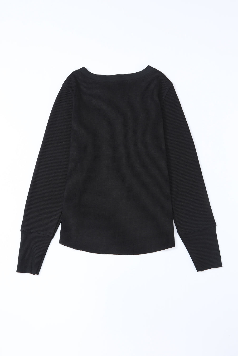 Waffle Knit Long Sleeve Henley Shirt