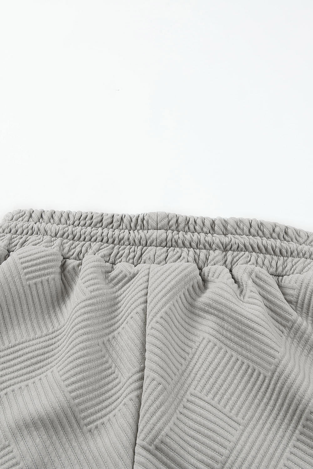 Solid Textured Drawstring Shorts Set