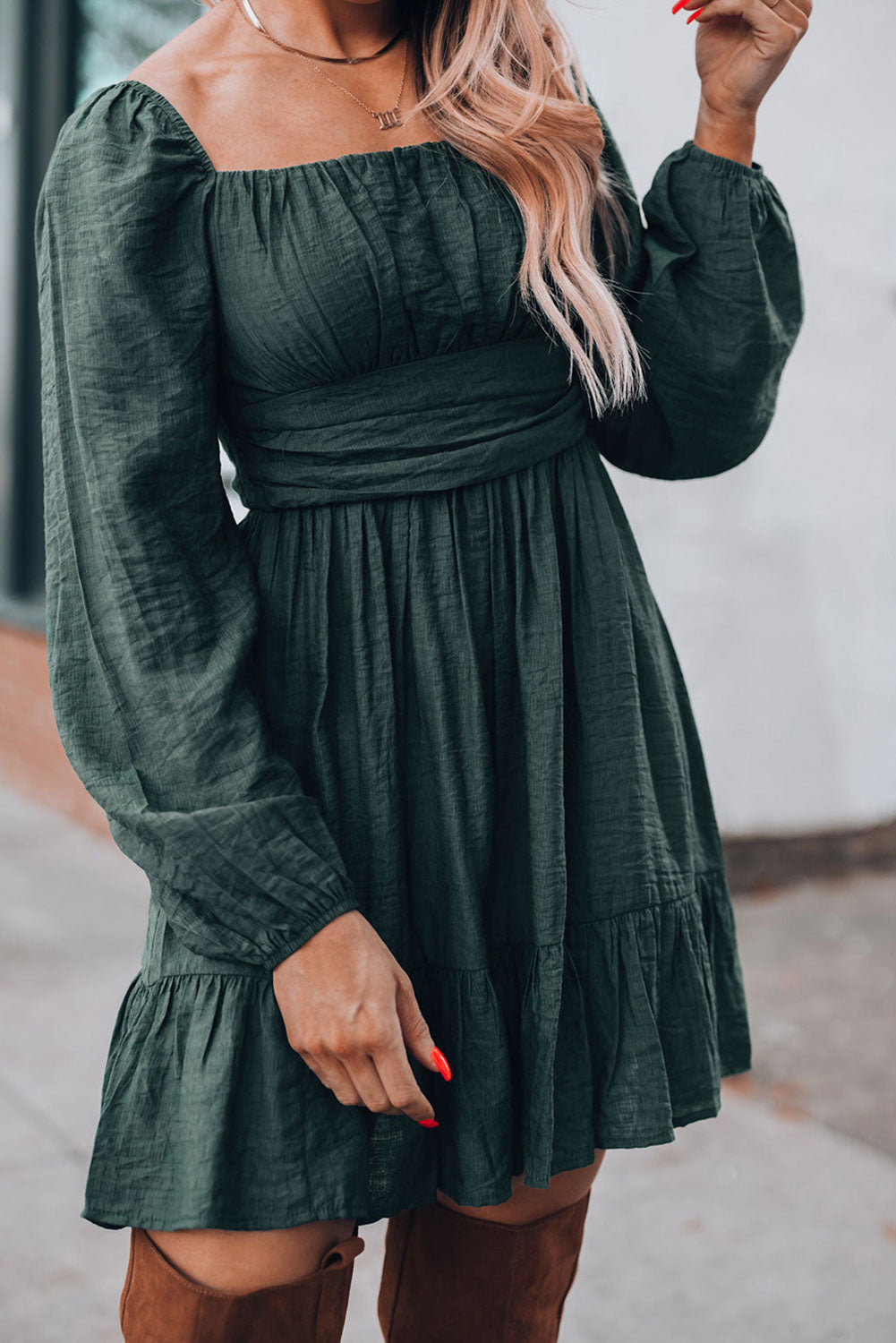 A -Line Square Neck Dress