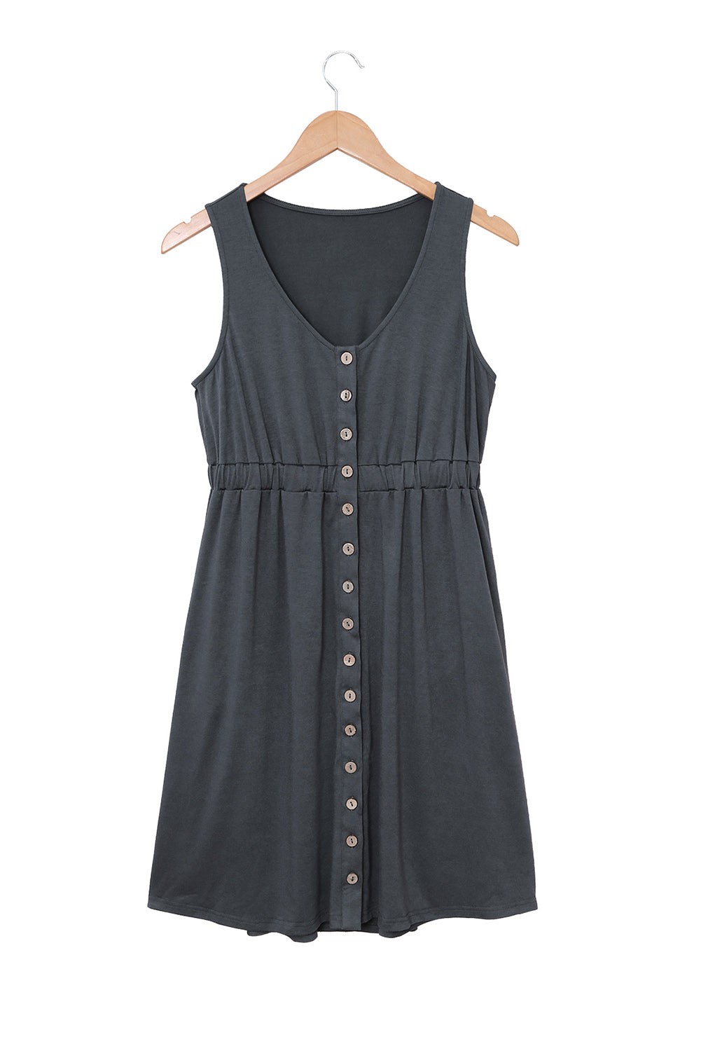 Sleeveless Button Front Short Basics Dress