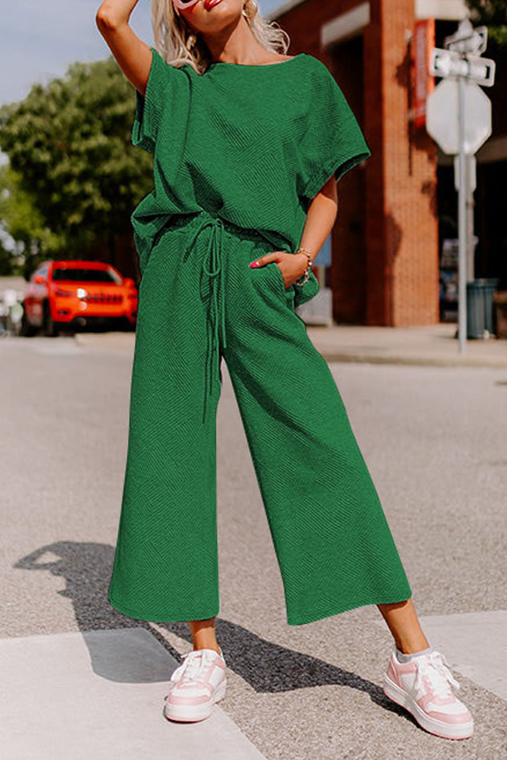 Loose Fit T Shirt and Drawstring Pants Set