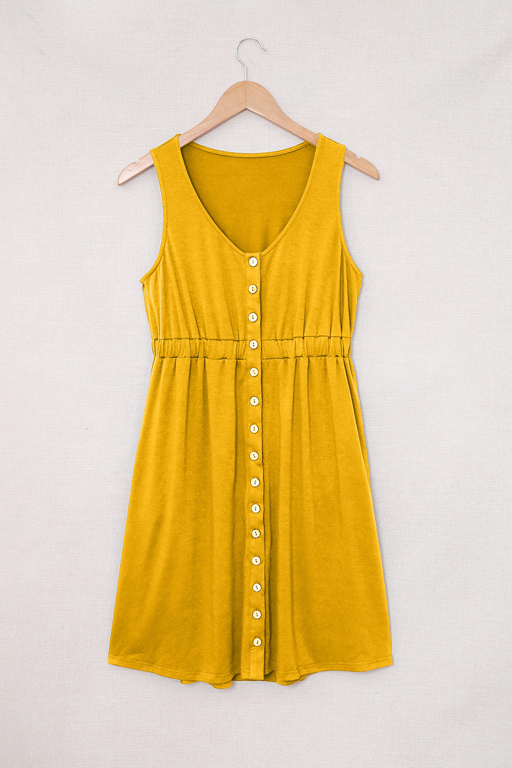 Sleeveless Button Front Short Basics Dress