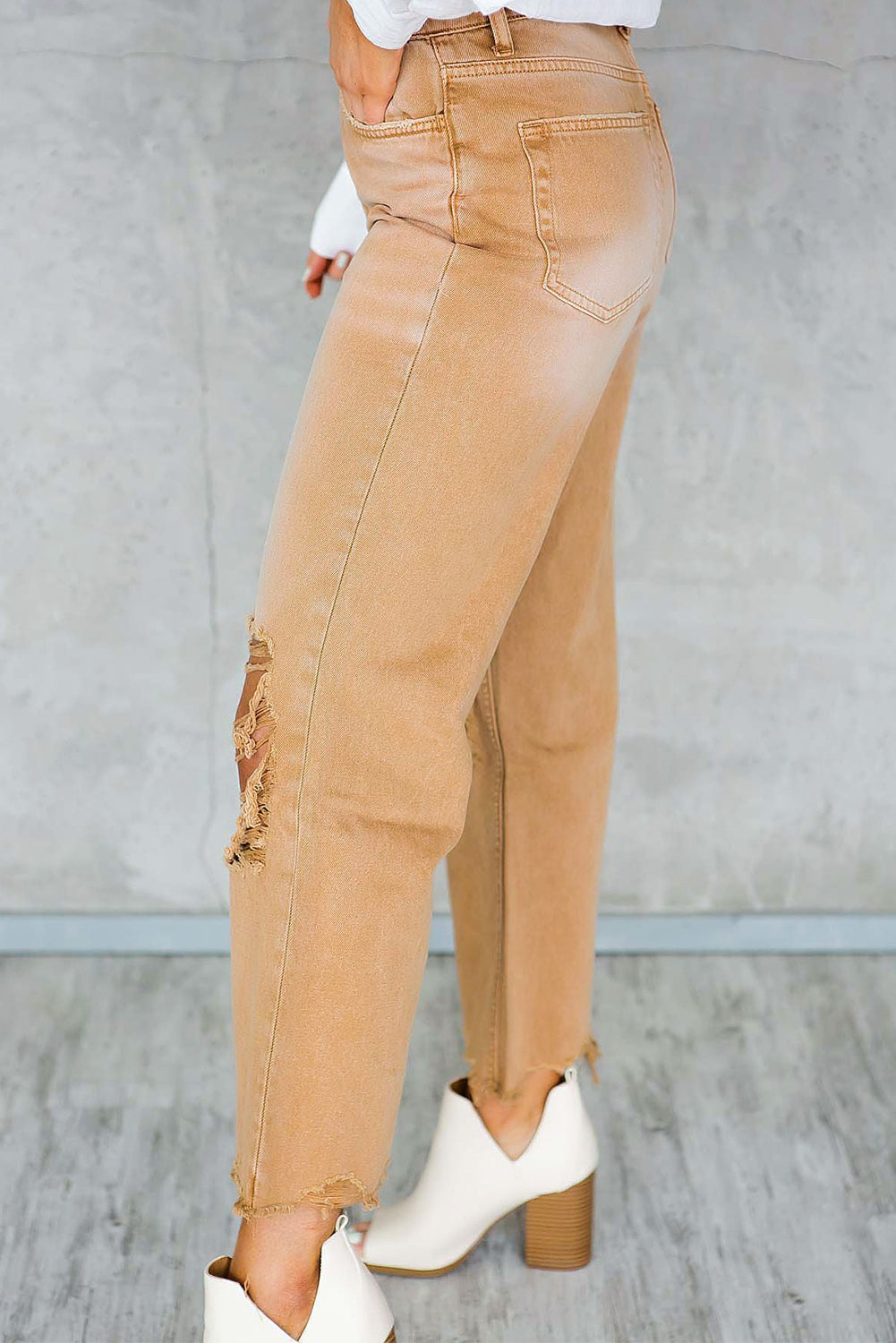 High Waist Flare Jeans with Raw Hem