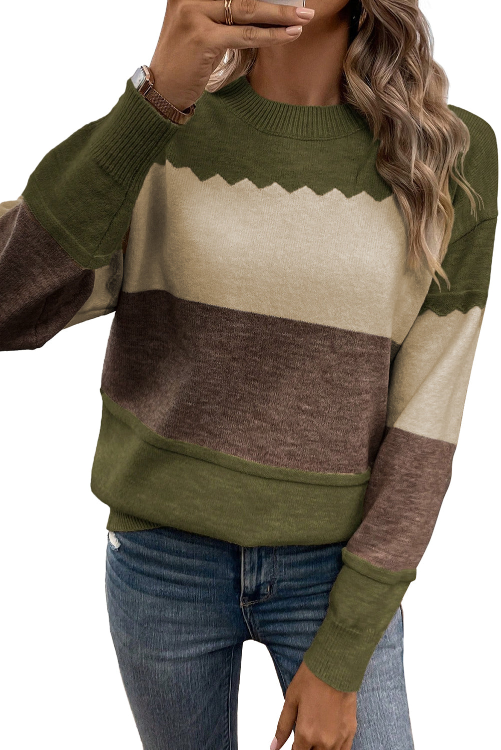 Crew Neck Drop Shoulder Sweater