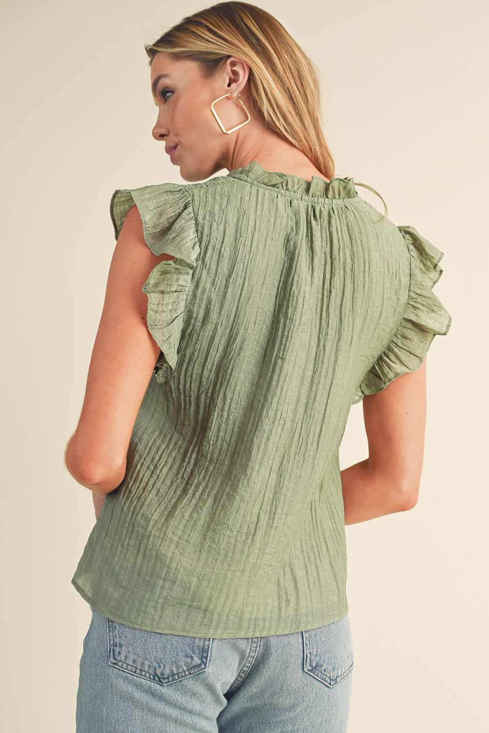 V Neck Textured Blouse
