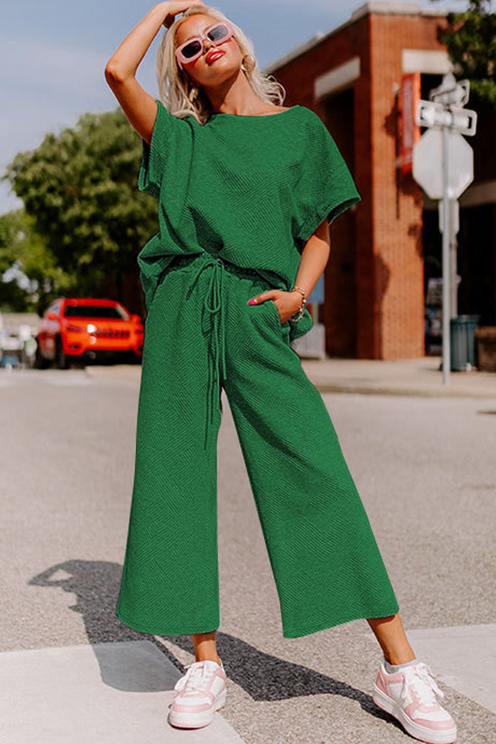 Loose Fit T Shirt and Drawstring Pants Set