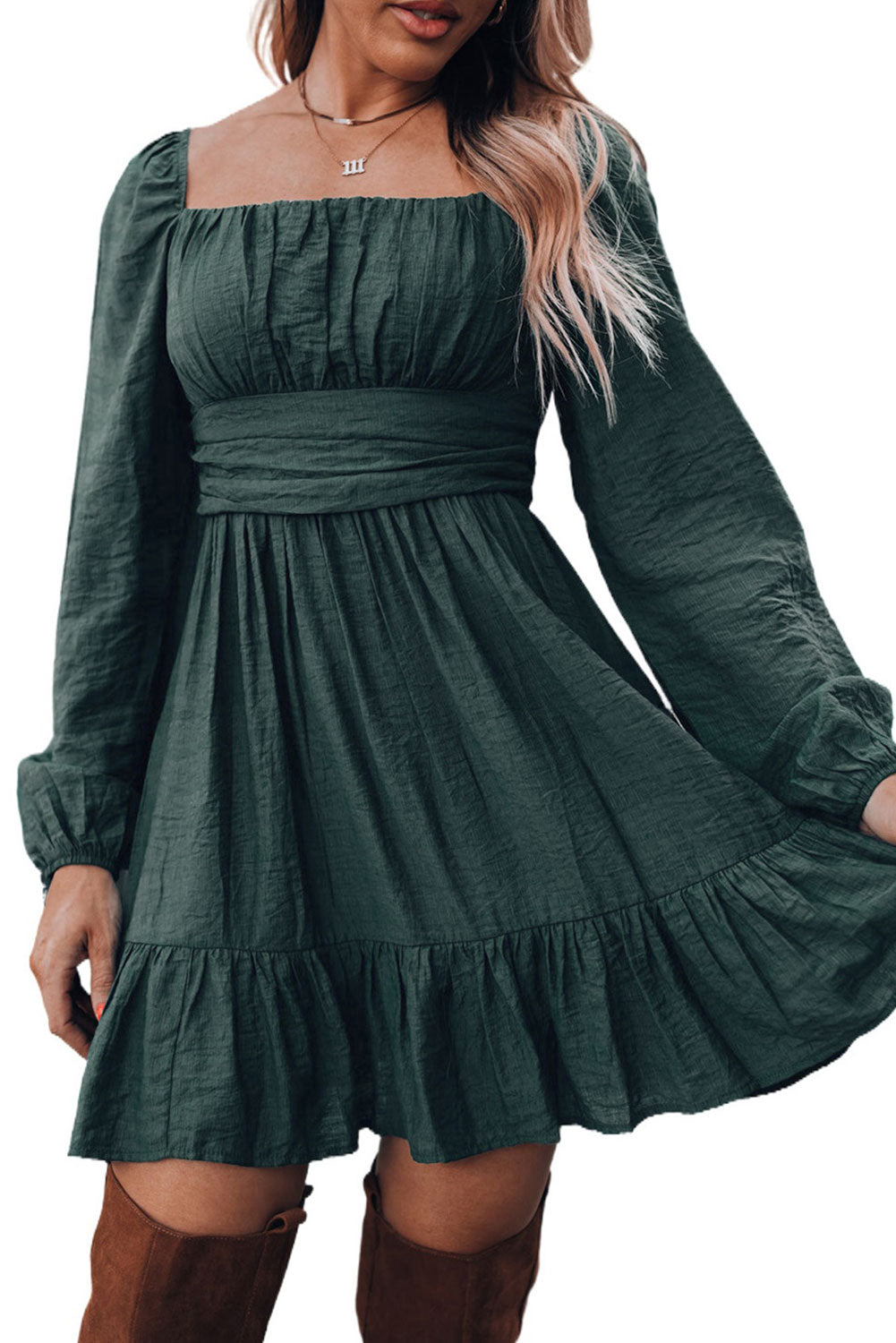A -Line Square Neck Dress
