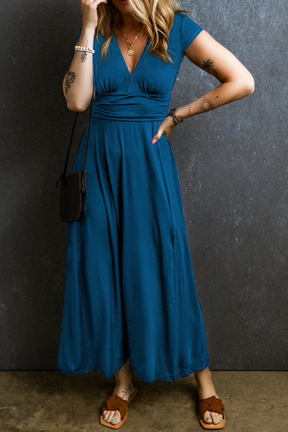 Deep V Neck Maxi Dress