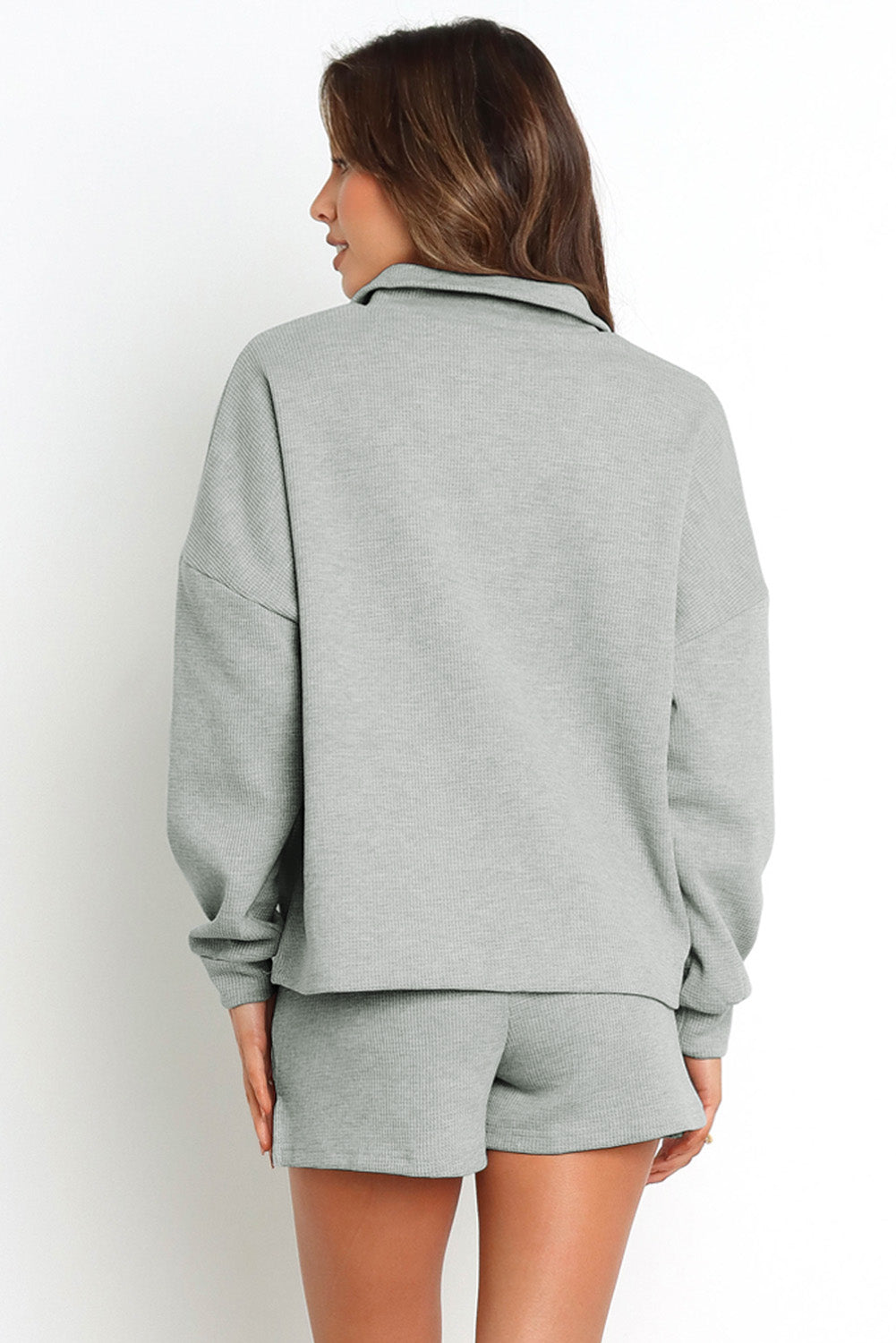 Ribbed Sweatshirt & High Waist Shorts Set