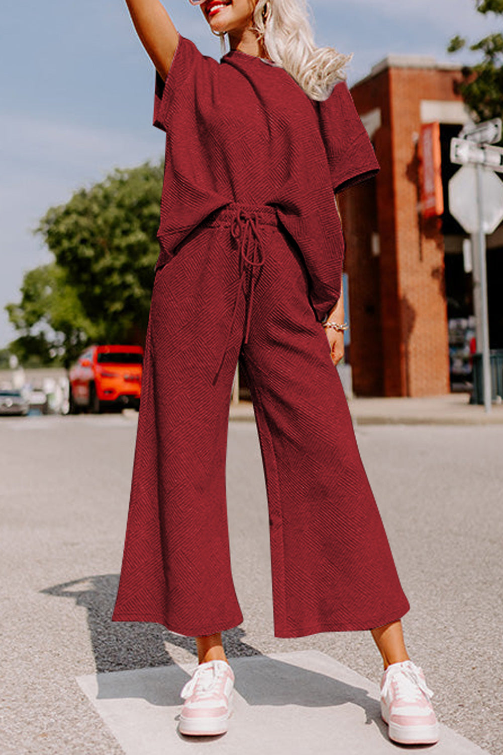 Loose Fit T Shirt and Drawstring Pants Set