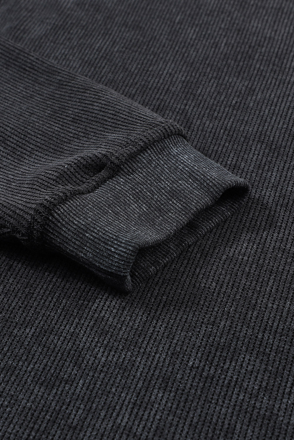 Ribbed Round Neck Pullover Sweatshirt