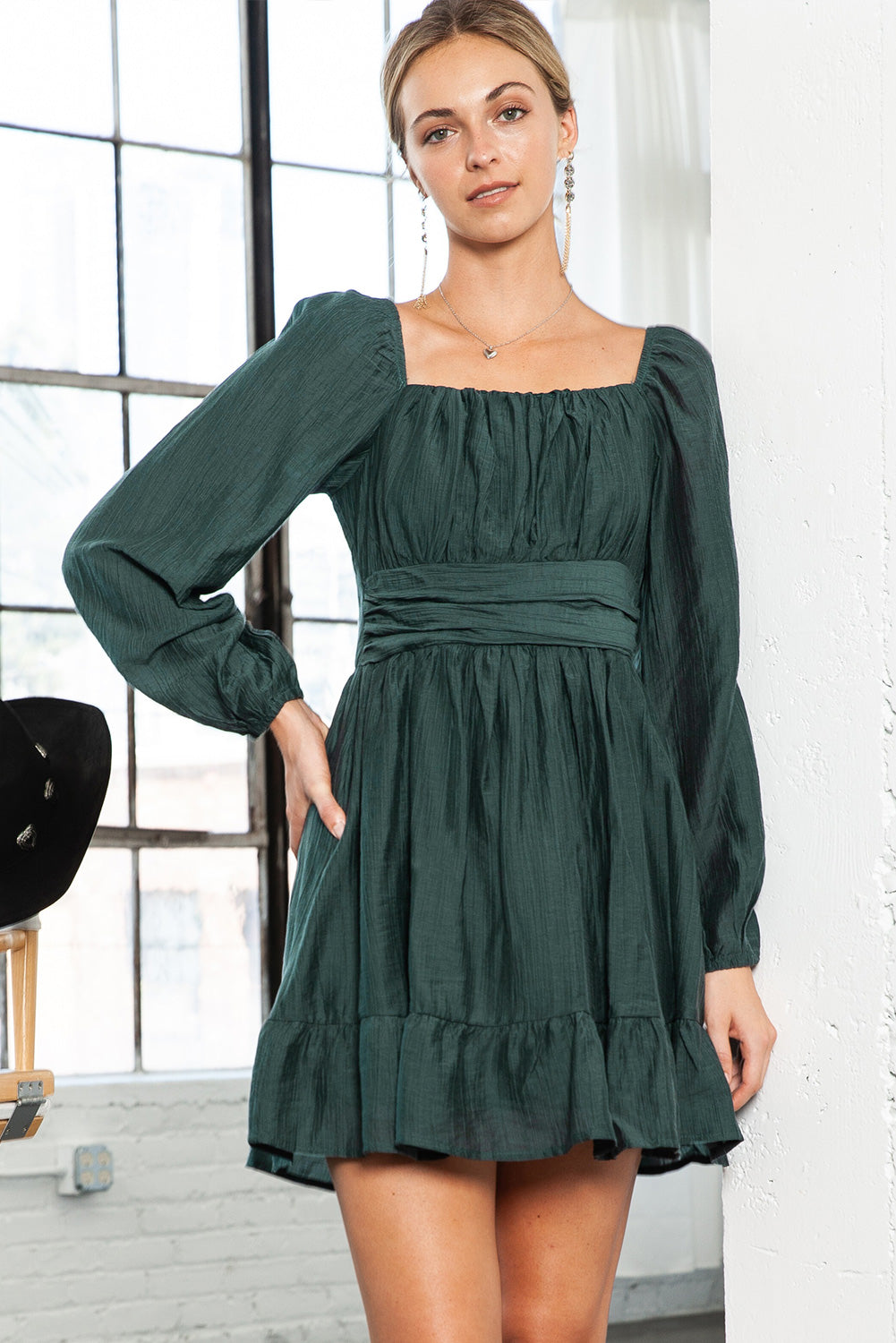 A -Line Square Neck Dress