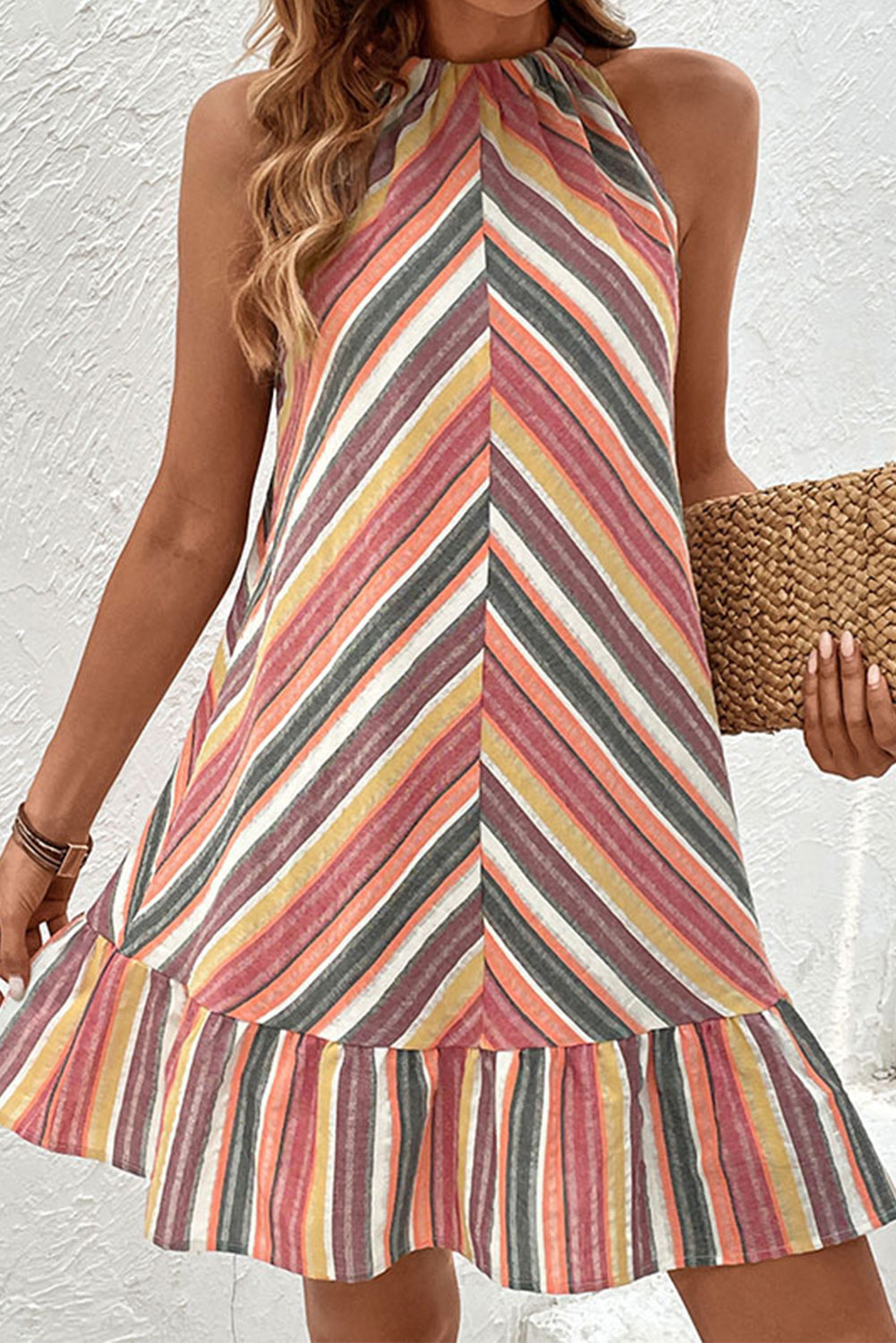 Striped Halter Neck Dress