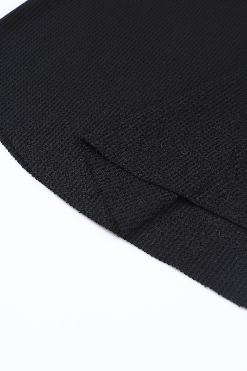 Waffle Knit Long Sleeve Henley Shirt
