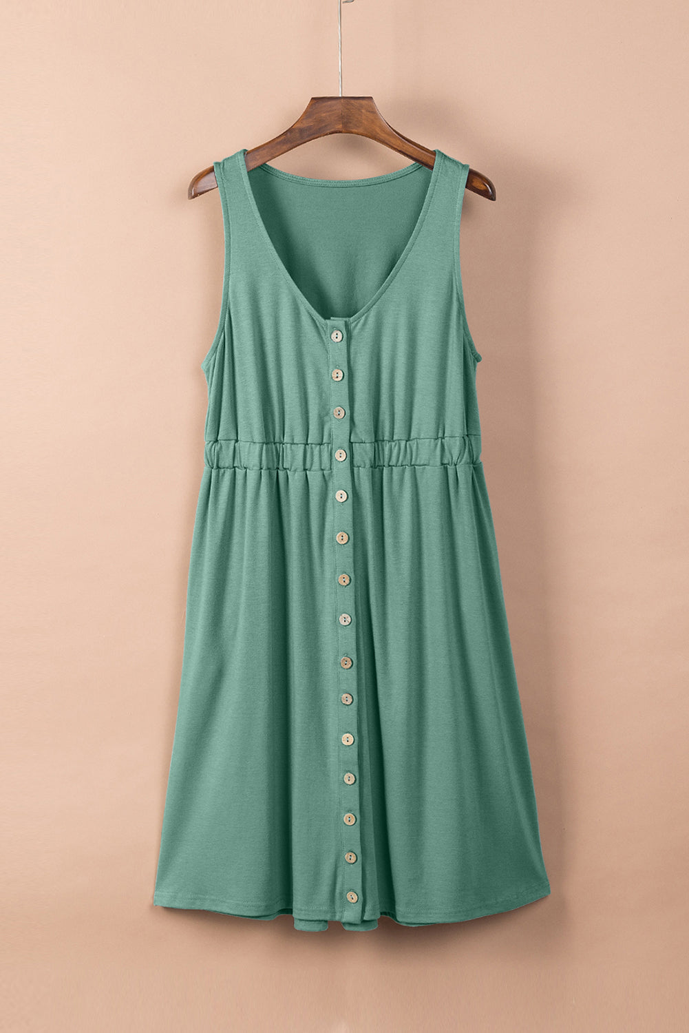 Sleeveless Button Front Short Basics Dress