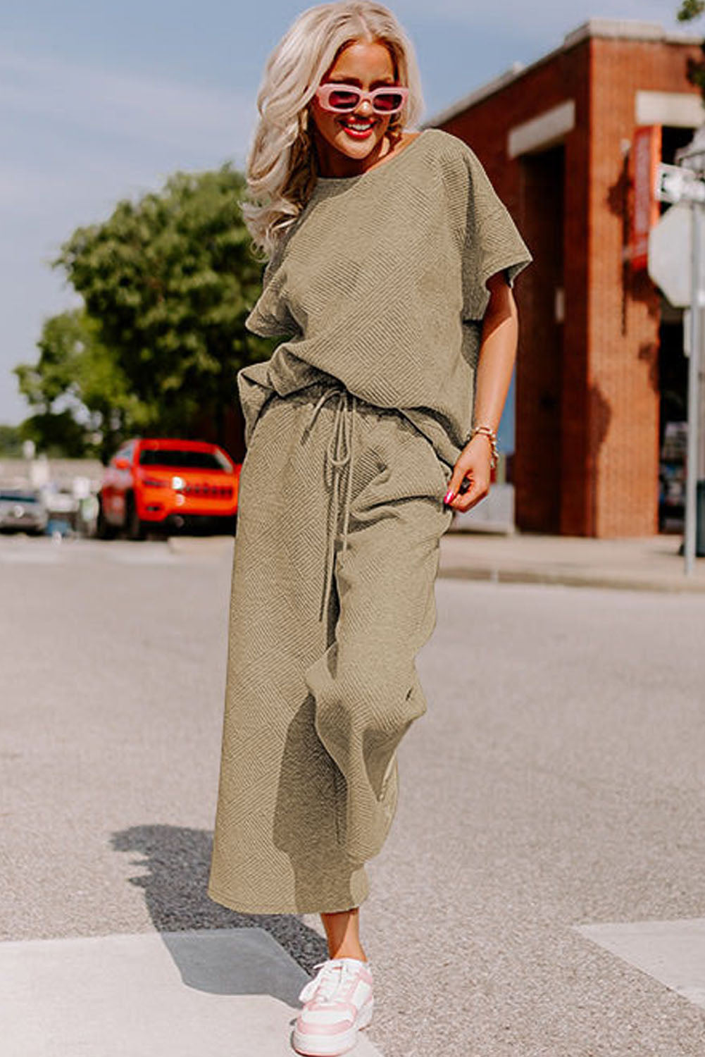 Loose Fit T Shirt and Drawstring Pants Set
