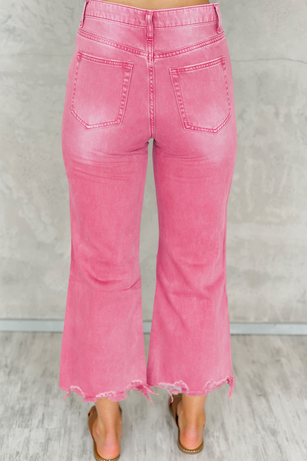 High Waist Flare Jeans with Raw Hem